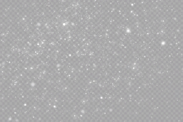 Falling snow.Christmas background.Snow blizzard.Transparent background.Light effect.