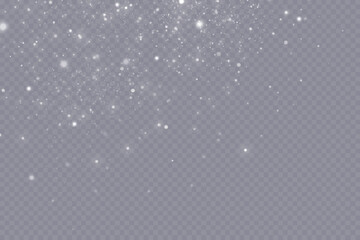 Falling snow.Christmas background.Snow blizzard.Transparent background.Light effect.