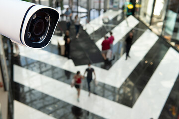 CCTV on Shopping mall or supermarket on blurry background