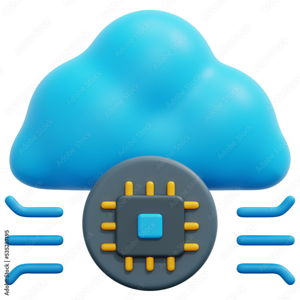 Sticker cloud 3d render icon illustration