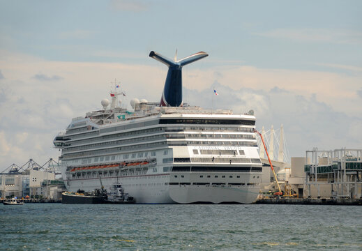 Cruise Ship Leaving The Port Of Miami Carnival Valor