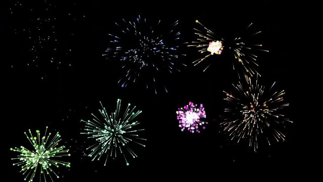 Firework celebration on the transparent alpha channel.