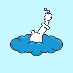 Bong in cloud cartoon, flat design style 