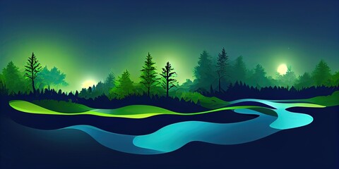 Obraz na płótnie Canvas night forest landscape