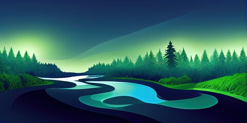 Obraz na płótnie Canvas landscape with river