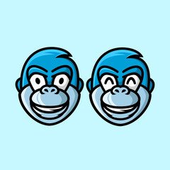 Gorilla head cartoon mascot, flat design style
