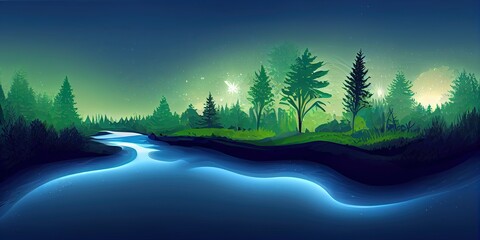Obraz na płótnie Canvas landscape with forest and lake