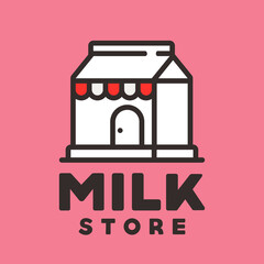 Milk Store smart logo design, flat design style.