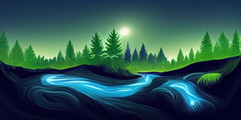 Obraz premium night forest landscape