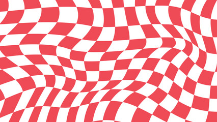 aesthetic red and white distorted checkerboard, checkers wallpaper illustration, perfect for backdrop, wallpaper, background, banner