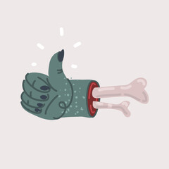Vector illustration of Cartoon zombie hands thumb up sign