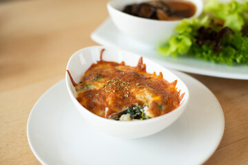Baked Spinach with Cheese in white