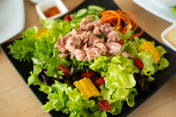 Tuna with vegetable in diat concept.