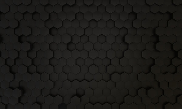 3D black hexagons background design,technology concept,3D rendering. © Minimoku