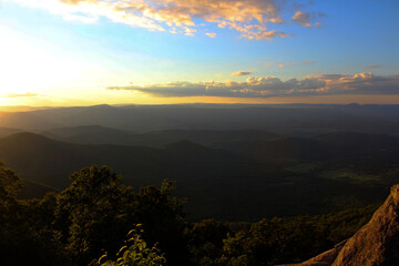 Sunset overlooking the blue ridge mountains