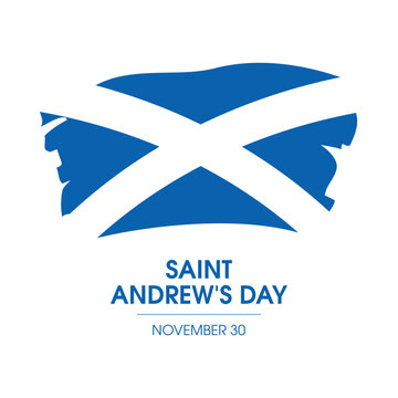 Saint Andrew's Day Poster with grunge scottish flag icon vector. Paintbrush Flag of Scotland icon isolated on a white background. November 30. Important day