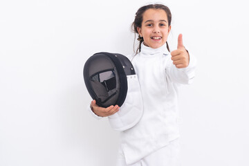 little girl in a fencing suit