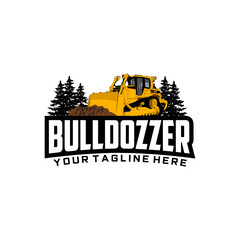 Bulldozzer logo vector for construction company. Vehicle equipment template vector illustration for your brand.