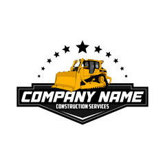 Bulldozer logo template vector. Heavy equipment logo vector for construction company. © Ryantha