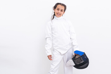 little girl in a fencing suit