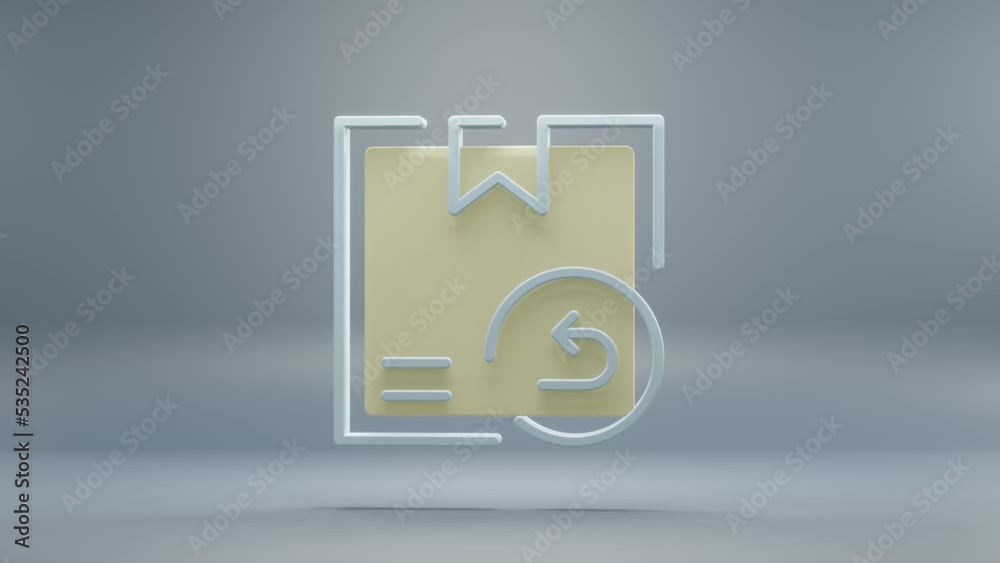 Poster beautiful abstract delivery returns yellow light symbol icons on a blue background. 3d rendering ill