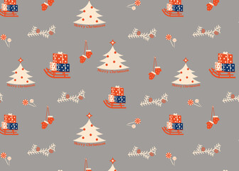 Fototapeta na wymiar Christmas, New Year, winter vector illustration pattern