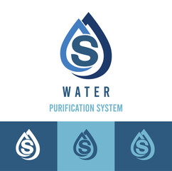 Initial s Letter with water drop icon for water purification system, natural cosmetic business logo idea	