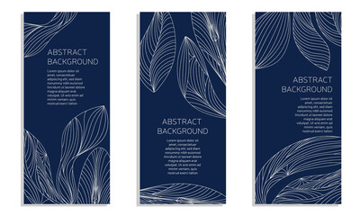 Abstract premium luxury banner background vector illustration. Silver element as leaves on dark background