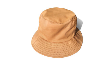 brown bucket hat isolated on white