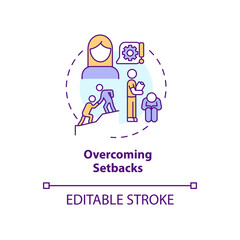 Overcoming setbacks concept icon. Supportive attitude. Help and motivate. Mentoring abstract idea thin line illustration. Isolated outline drawing. Editable stroke. Arial, Myriad Pro-Bold fonts used
