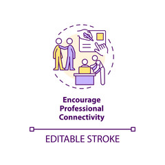 Encourage professional connectivity concept icon. Employee engagement communications abstract idea thin line illustration. Isolated outline drawing. Editable stroke. Arial, Myriad Pro-Bold fonts used