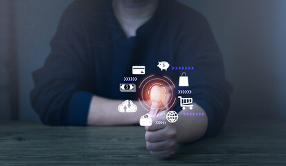 Digital processing of the future of biometric identification fingerprint scanners for accessing personal financial information.