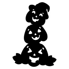 Black silhouette stacked pumpkins. Design element. Halloween theme. Vector illustration isolated on white background. Template for books, stickers, posters, cards, clothes.