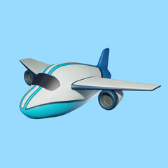 Airplane in the blue sky. 3d render illustration.