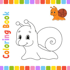 Coloring book for kids. Cheerful character. Cute cartoon style. Fantasy page for children. Black contour silhouette. Isolated on white background. Vector illustration.