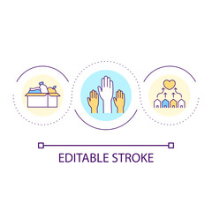 Community service group loop concept icon. Volunteering club. Free help and support. Assistance abstract idea thin line illustration. Isolated outline drawing. Editable stroke. Arial font used