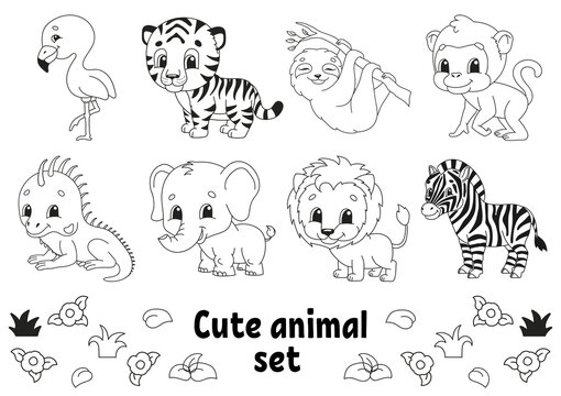 Coloring page for kids. Animal theme. Digital stamp. Cartoon style character. Vector illustration isolated on white background.