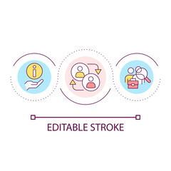 Exchange information loop concept icon. Networking opportunities. Mentoring. Mutual support abstract idea thin line illustration. Isolated outline drawing. Editable stroke. Arial font used