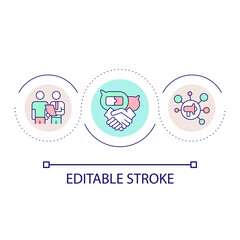 Mentoring loop concept icon. Expert business advice. Mutual assistance. Professional support abstract idea thin line illustration. Isolated outline drawing. Editable stroke. Arial font used
