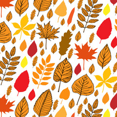 Fototapeta premium Seamless pattern with autumn leaves
