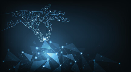 Global connection concept of futuristic technology triangle lines. global network connection points and lines, digital technology and communication concept design.