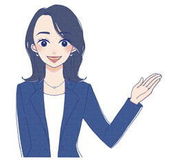 片手で示して説明する女性