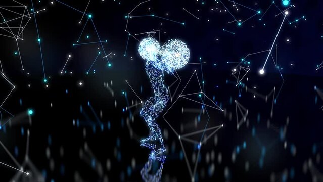 Abstract animation of a man doing squats