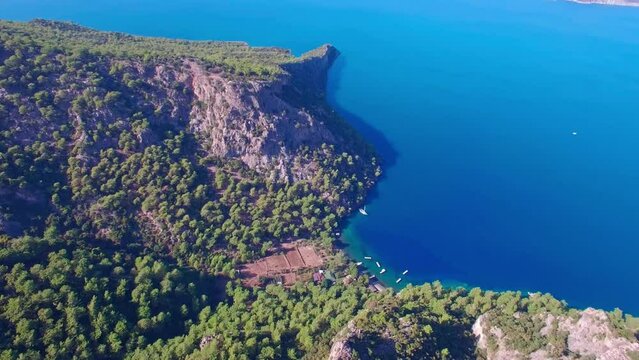 Fethiye Turkey Turunc Beach Aerial Views 