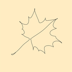 Continuous one line of edible maple in silhouette. Minimal style autumn leaves. Perfect for cards, party invitations, posters, stickers, clothing. Black abstract icon.