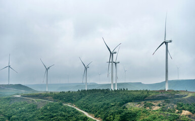 Windmills for electric power production on mountain