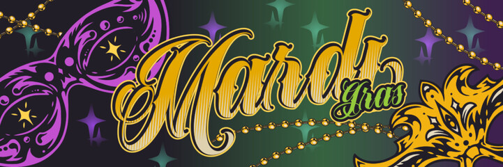 Mardi Gras banner colorful vintage