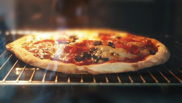 timelapse of a pizza cooking