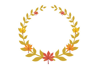 紅葉と月桂樹のフレーム枠イラスト