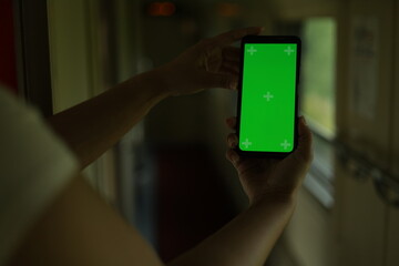 train, journey, green screen